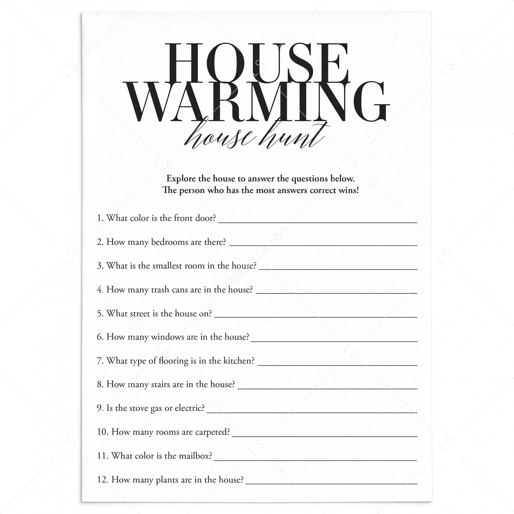 Housewarming Party Free Printable Housewarming Games FREE Printable A Z