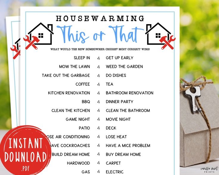 Housewarming Party Games This Or That Fun Housewarming Party Games New