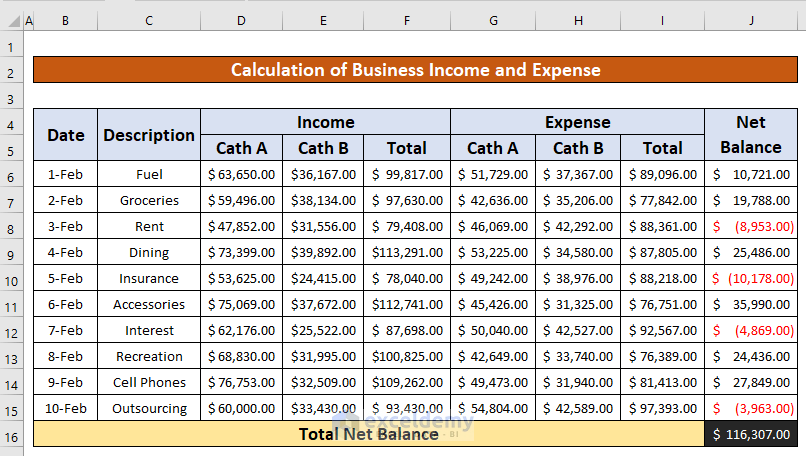 business expense worksheet excel