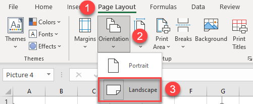 change the orientation of this worksheet to landscape