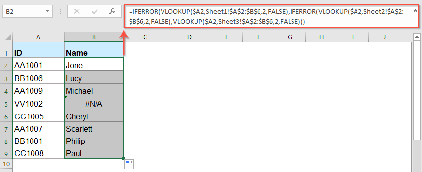 vlookup with multiple worksheets