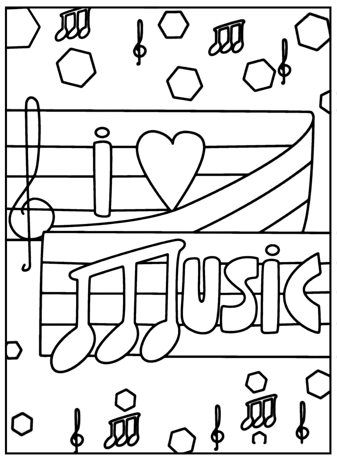 I Love Music Coloring Page Free Printable Coloring Pages