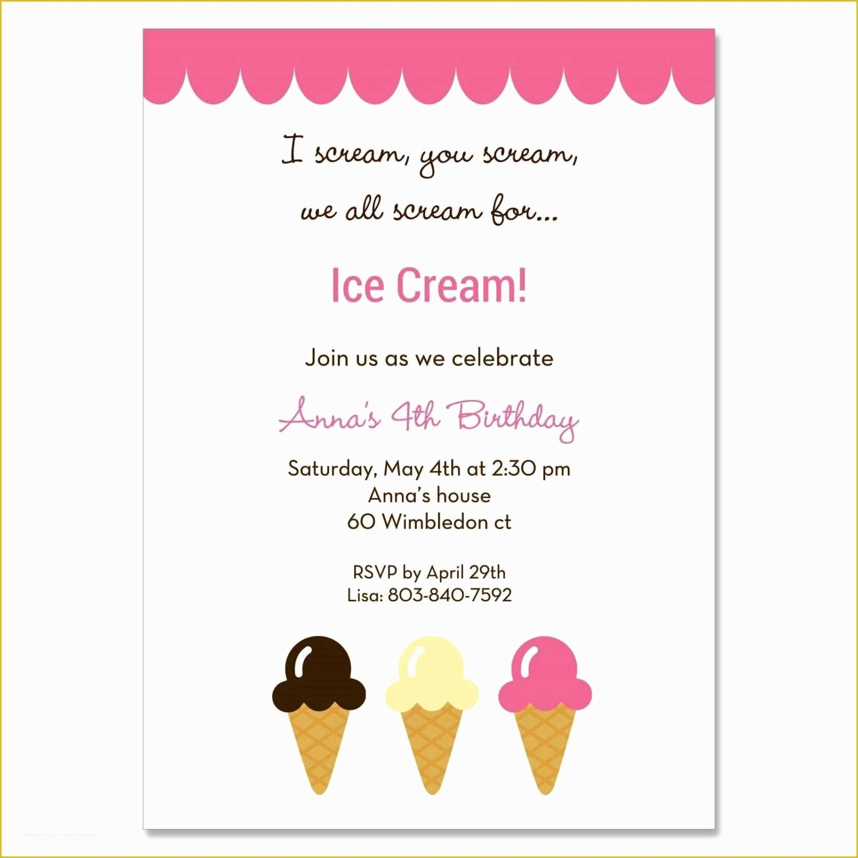 Ice Cream Social Invitation Template Free Of Ice Cream Social