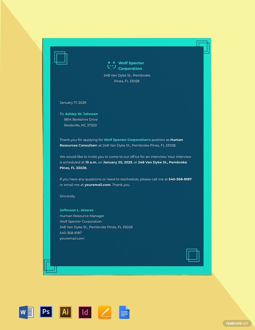 Interview Invitation Template Download In Word Google Docs 
