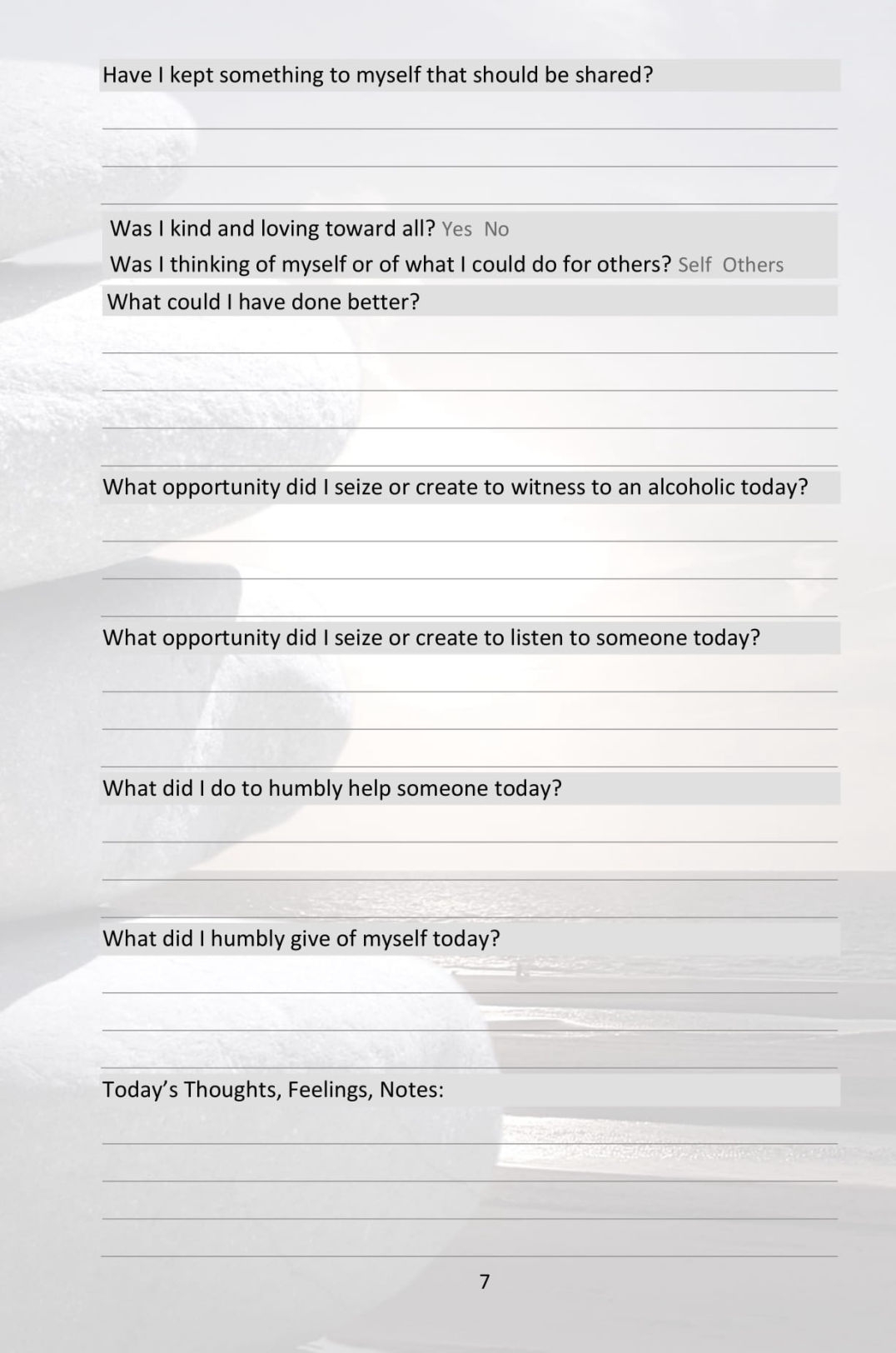 Inventory Journal For Steps 10 11 12 Worksheets Library
