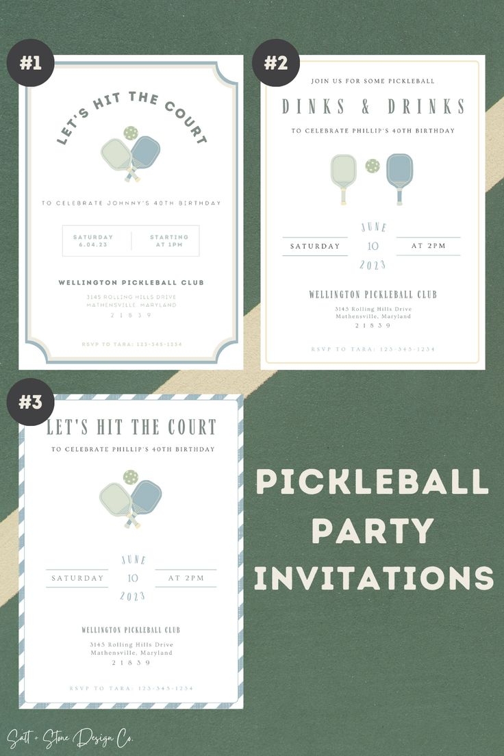 Invitation Pickleball Party Birthday Invitation Minimalistic Etsy