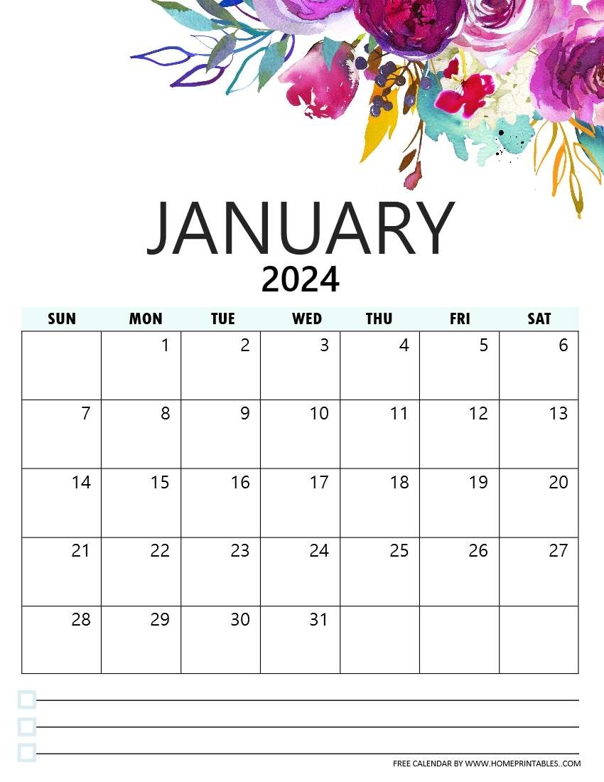 January 2024 Calendar Printable Free Pdf Download Donny Genevra