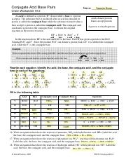 conjugate acid base pairs worksheet