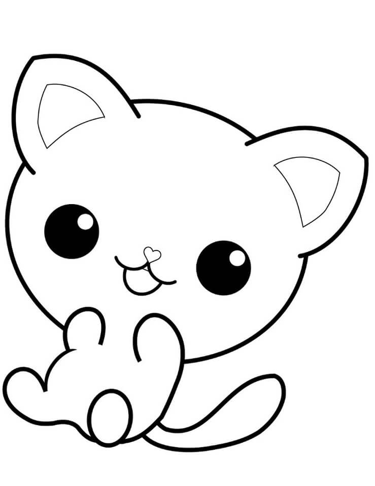 Kitten And Cat Coloring Pages