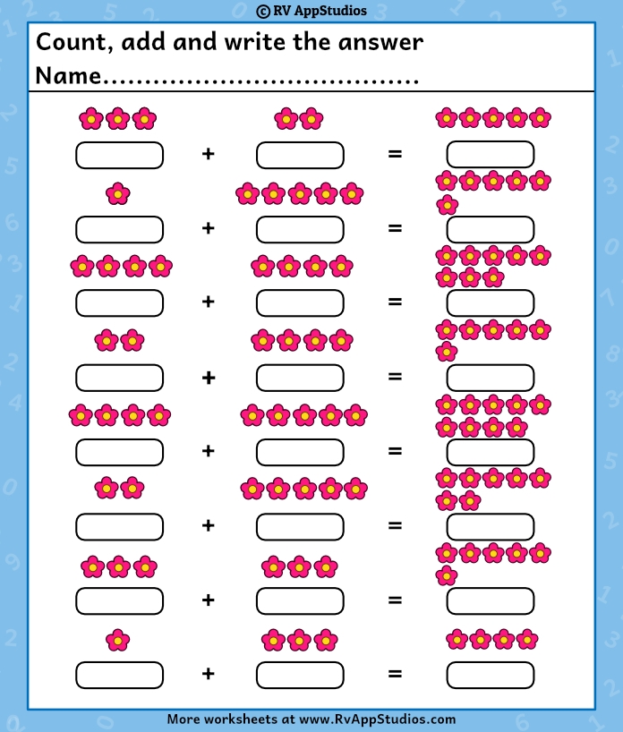 addition worksheets for kindergarten 1 10