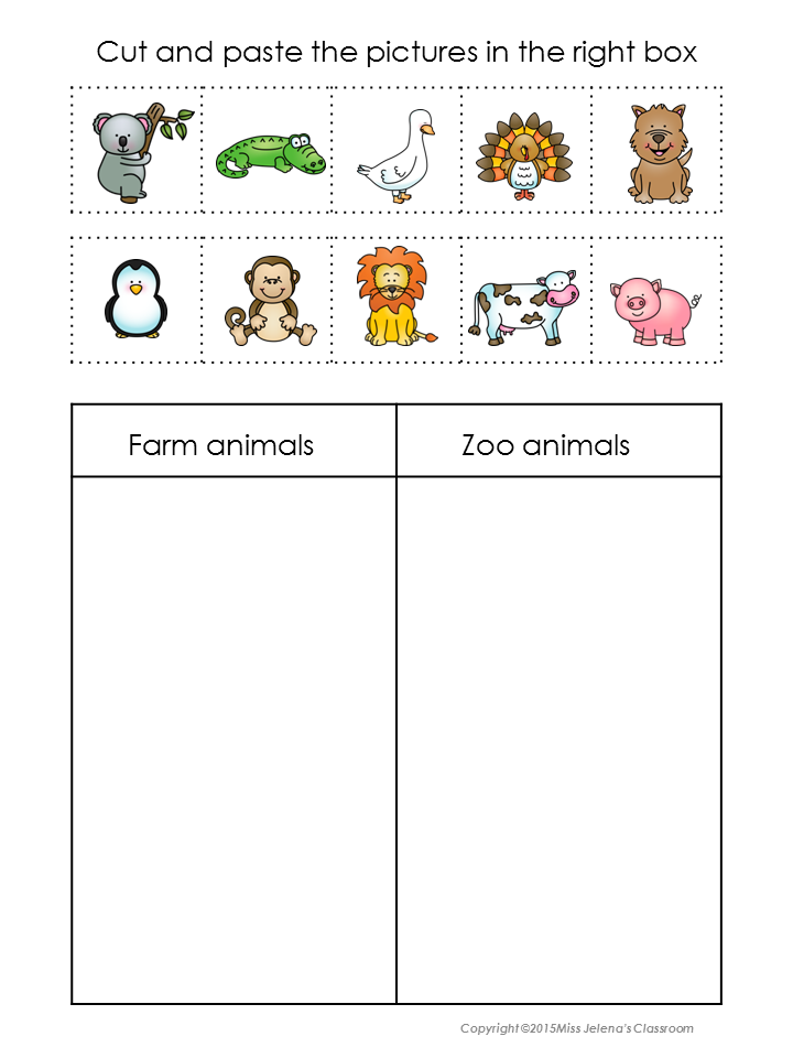 animal sorting cards printable pdf