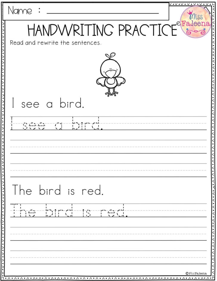 worksheets for kindergarten handwriting