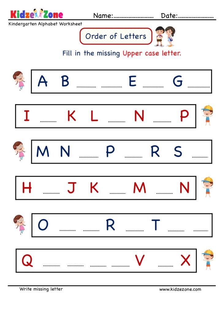 Kindergarten Letter Writing Worksheets Upper Case Letter KidzeZone