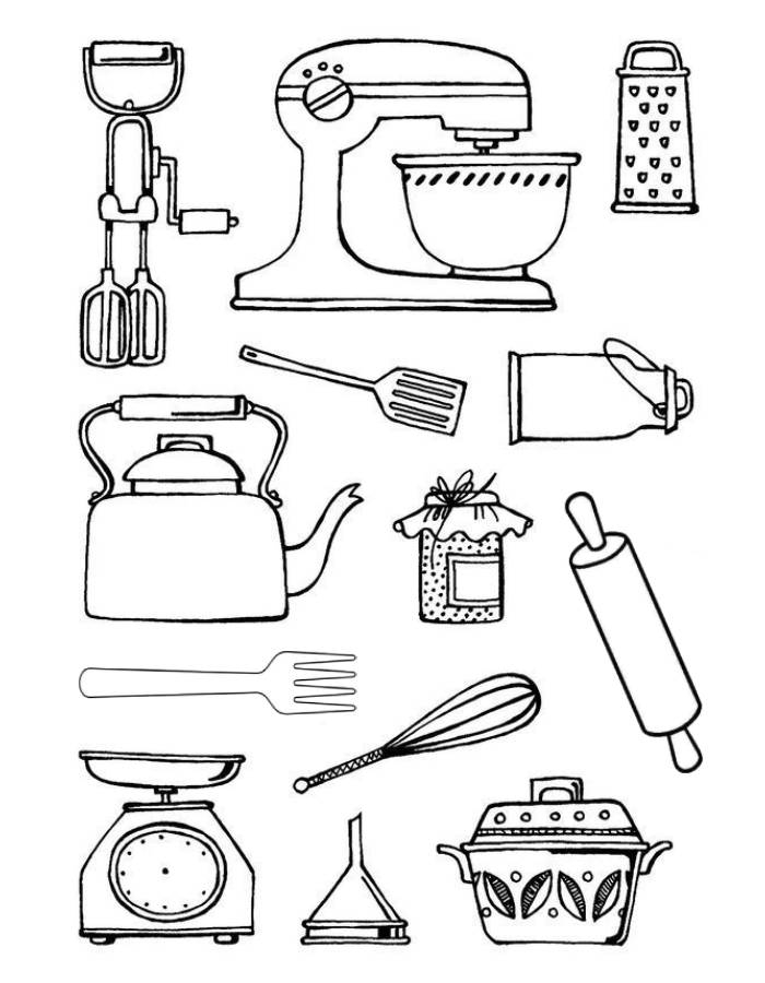 Kitchen Coloring Pages Free Printable PDF