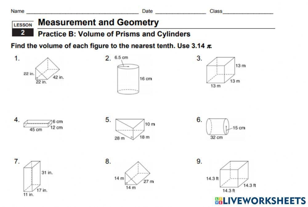 KutaSoftware Geometry Volume Of Prisms And Cylinders Part 2