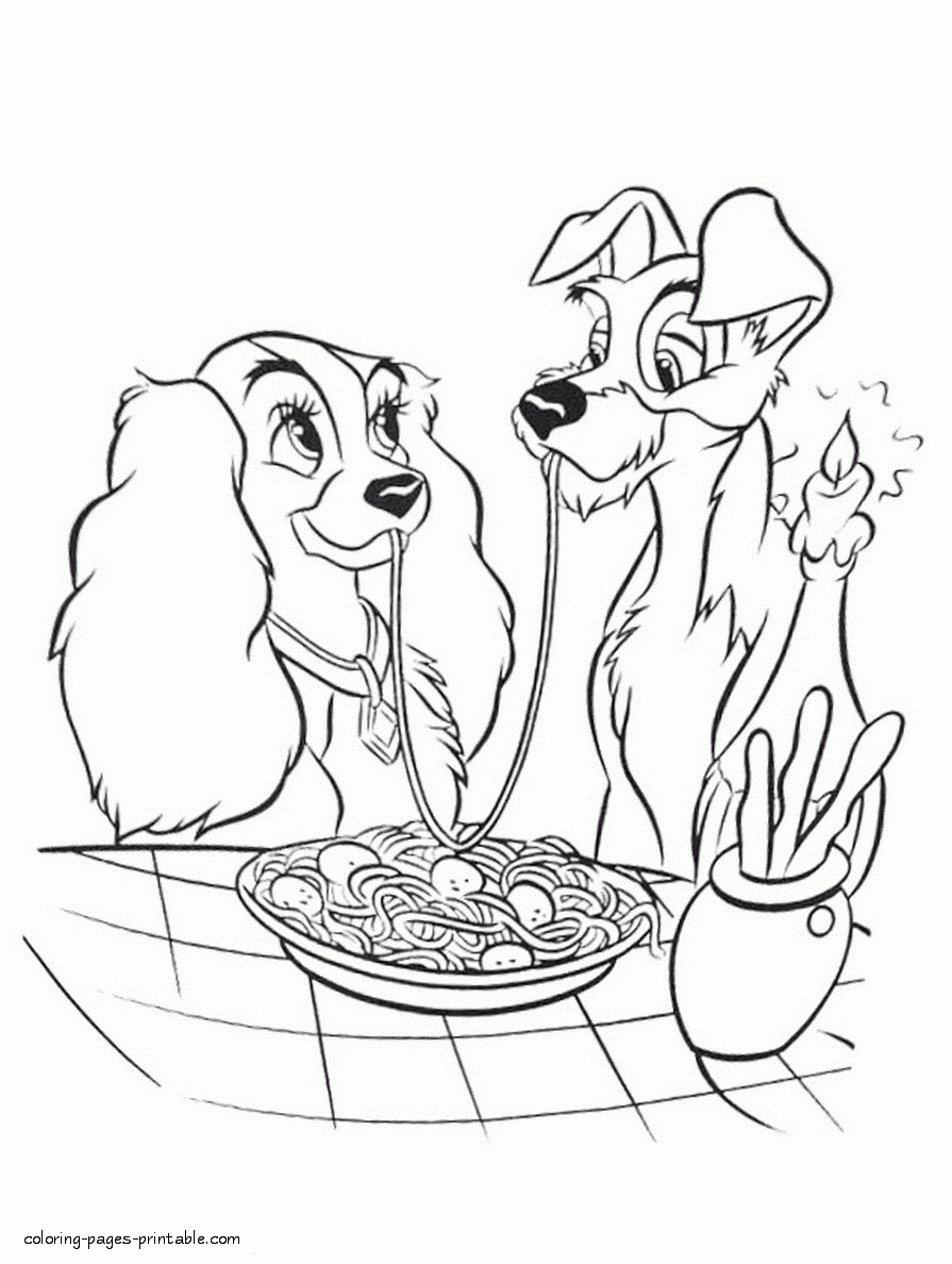 Lady And The Tramp Disney Printables 22 COLORING PAGES PRINTABLE COM
