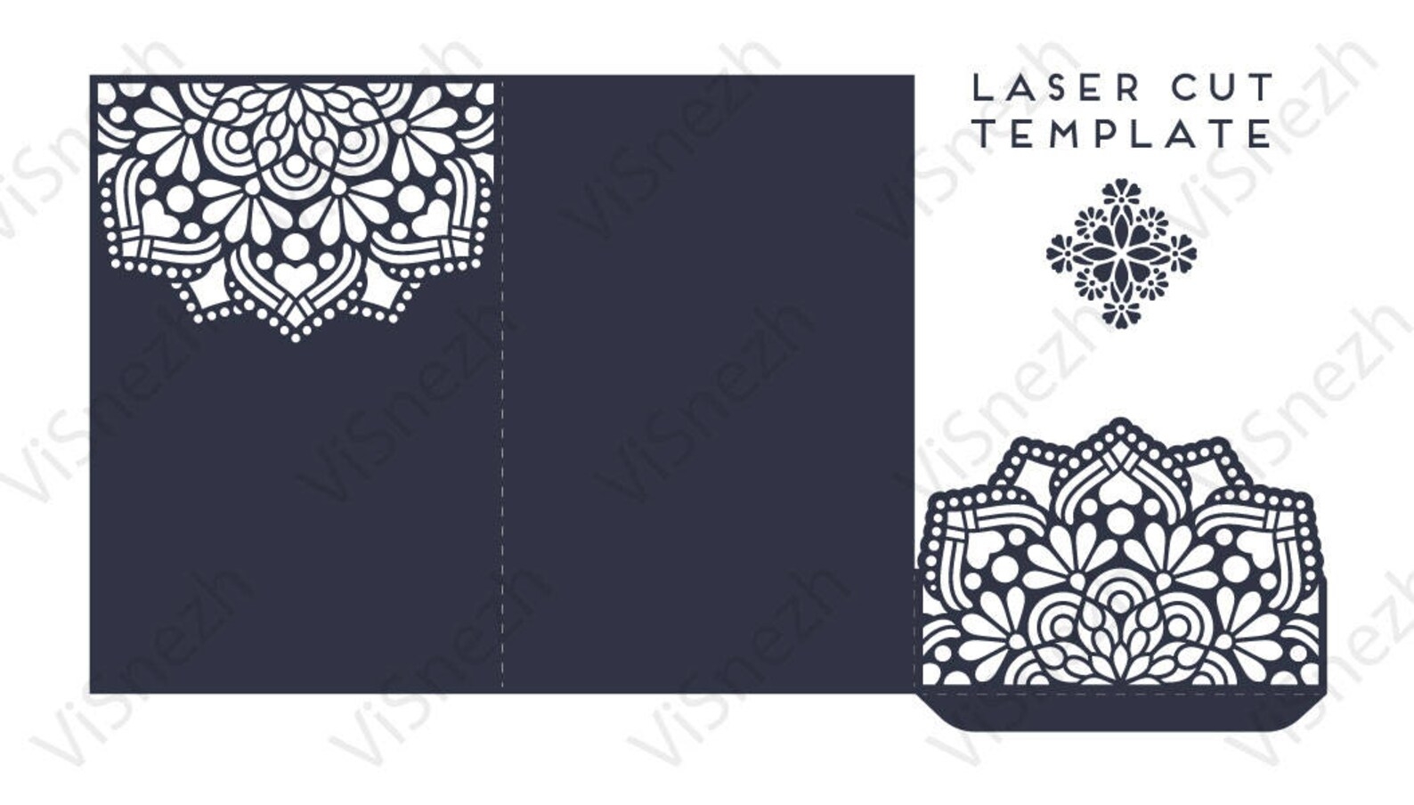 Laser Cut Invitation Template With Pocket Wedding Invitation Etsy