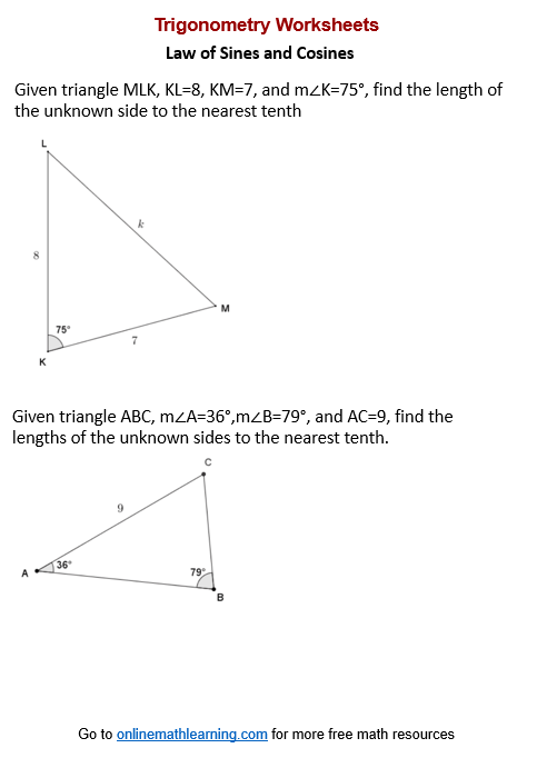 Law Of Cosines Worksheet Algebra II PDF Worksheets Worksheets Library
