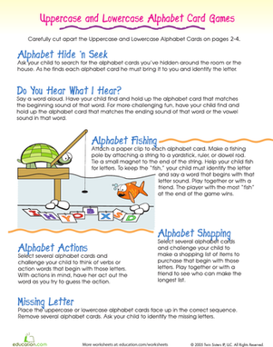 Learn The Alphabet With Alphabet Card Games Worksheet Education