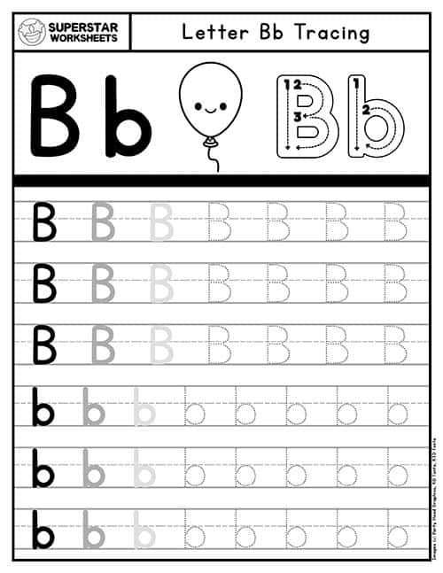 Letter B Tracing Worksheet Different Sizes KidzeZone Worksheets 