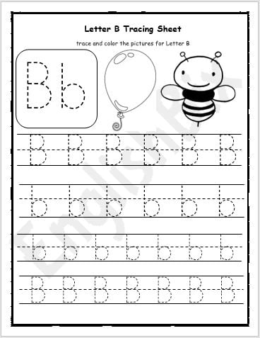 b tracing worksheet