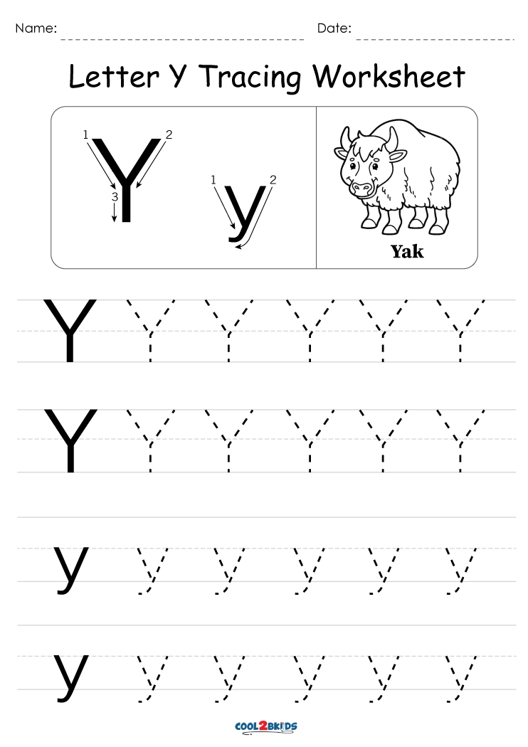 worksheets for the letter y