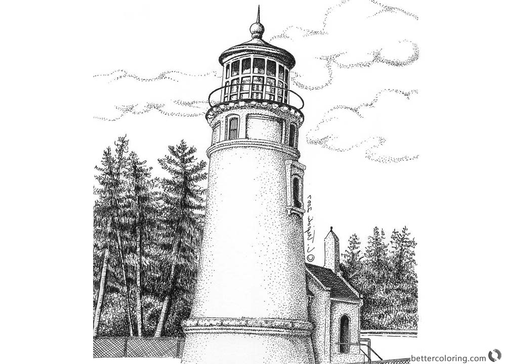 Lighthouse Coloring Pages Realistic Drawing Free Printable Coloring Pages