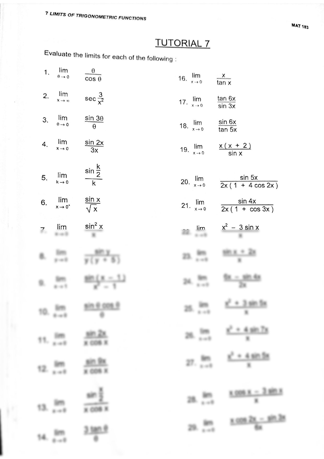 worksheet graphs of trig functions
