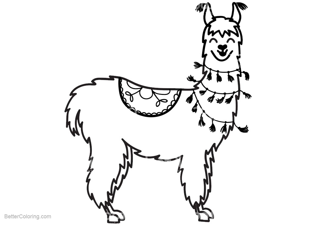 Llama Coloring Pages Smiling Free Printable Coloring Pages
