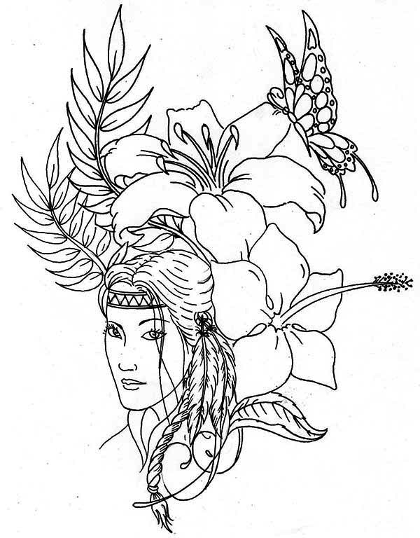 Lovely Native American Coloring Page Kids Play Color