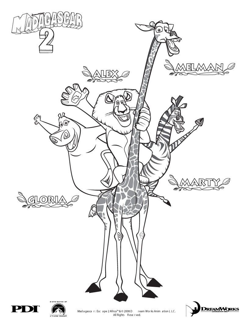 Madagascar 2 Coloring Pages Hellokids