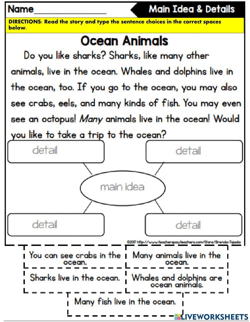 supporting details and main idea worksheets