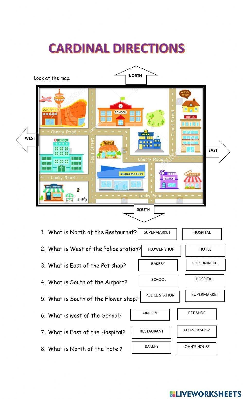 Map Cardinal Directions Worksheet Live Worksheets Worksheets Library