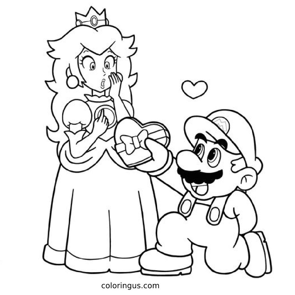 Mario Peach Coloring Page Free Printable PDF 