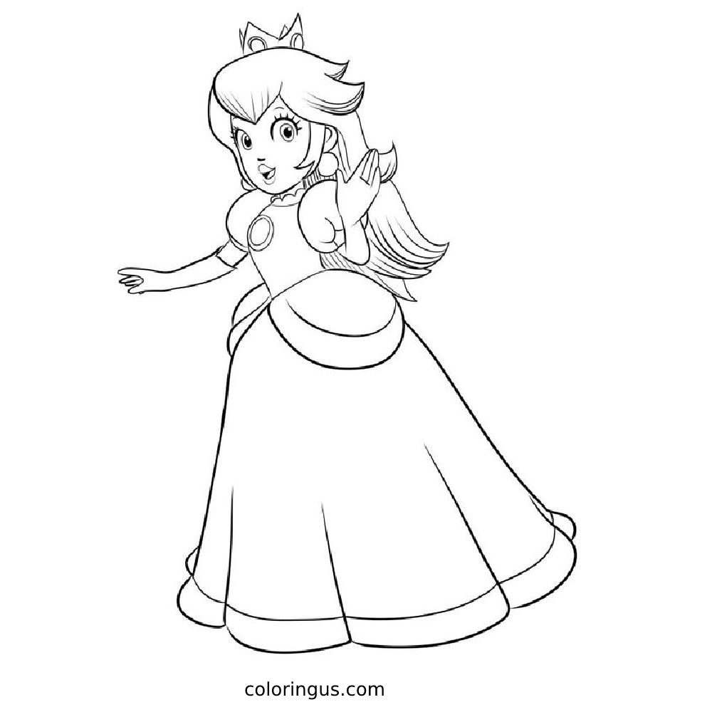 Mario Peach Coloring Page Free Printable PDF 
