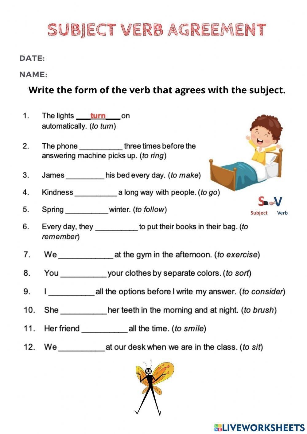 Mastering Subject Verb Agreement Worksheets And Exercises For Precision