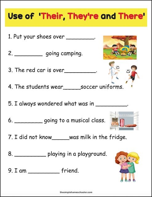 they their they're worksheet
