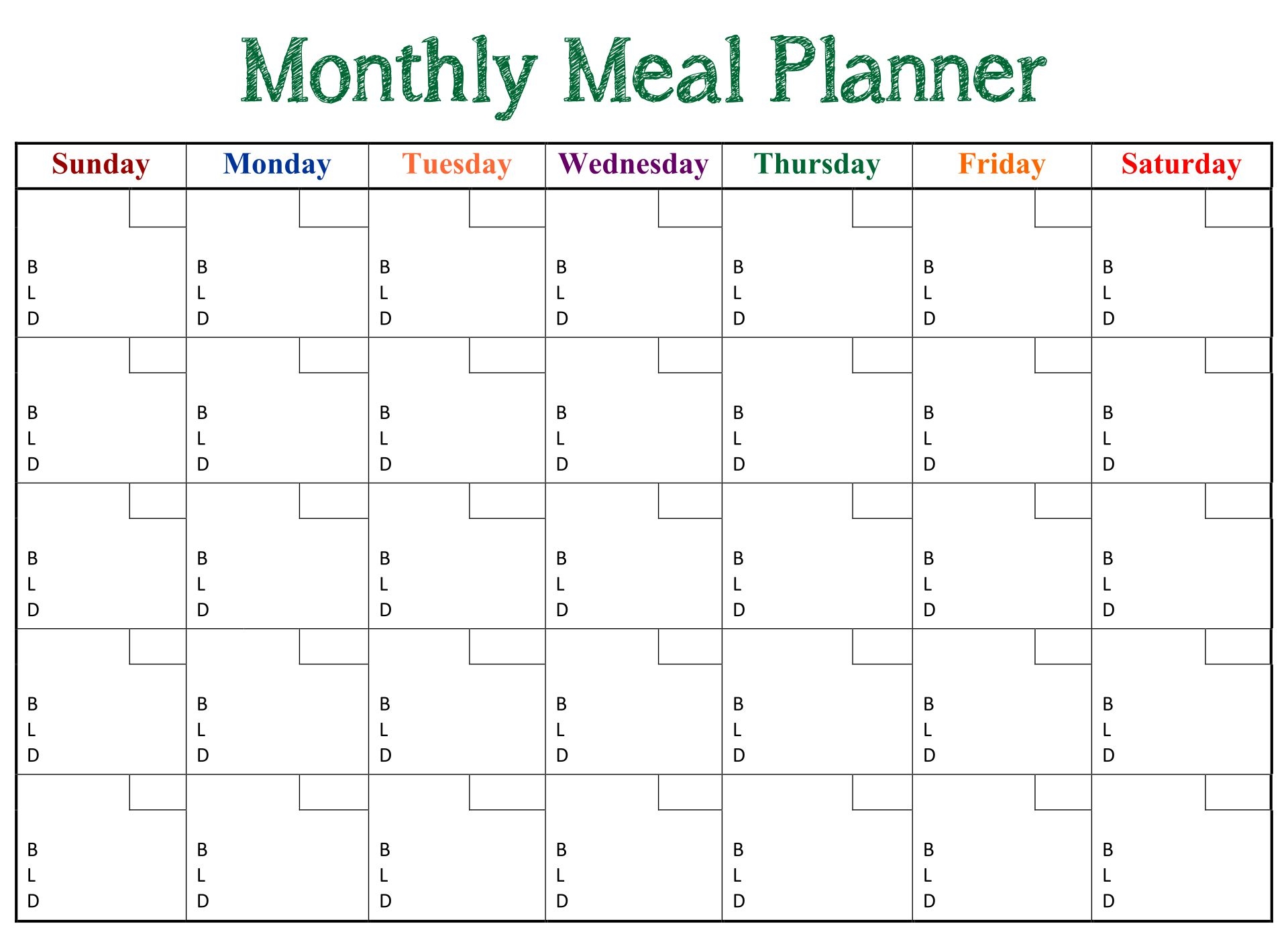 Meal Planning Calendar Printable Meal Planning Template Best Blank