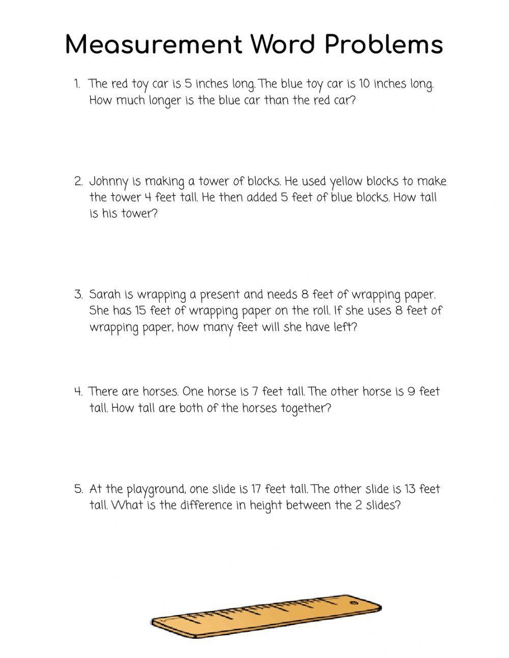 Measure Word Problems Worksheet Worksheet teacher Made Worksheets 