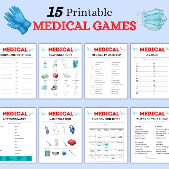 Medical Game Bundle Printable Nursing Games Doctor Games