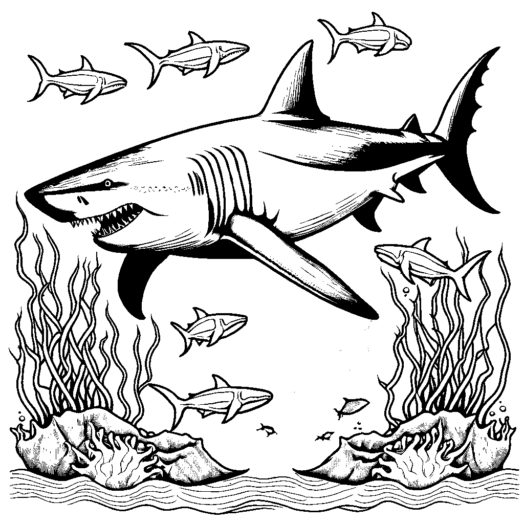 Megalodon Shark Coloring Page