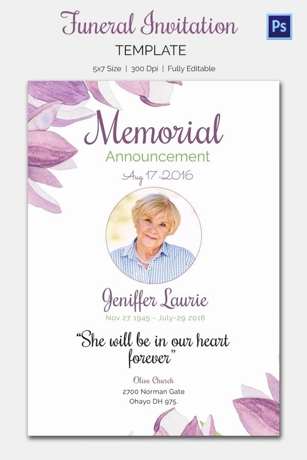 Memorial Service Invitation Free Template Social Media Template