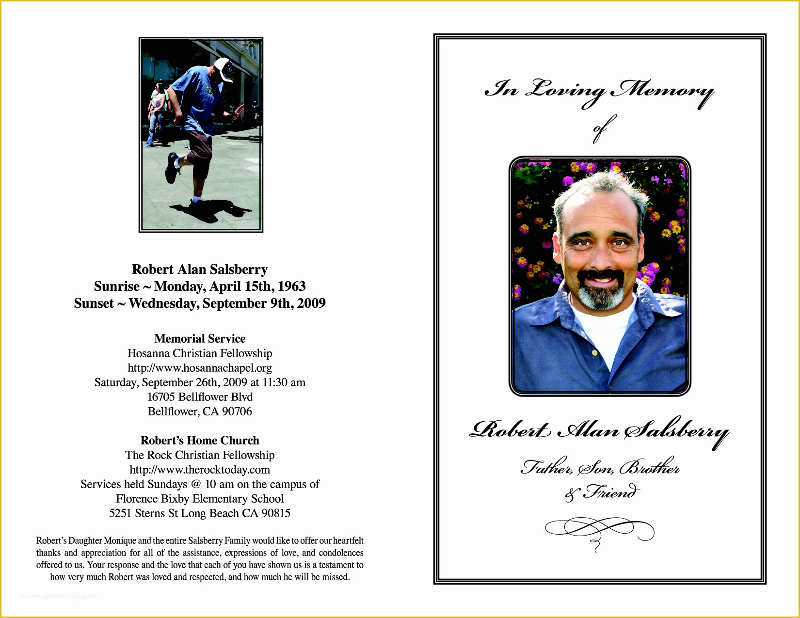 simple memorial service invitation template free