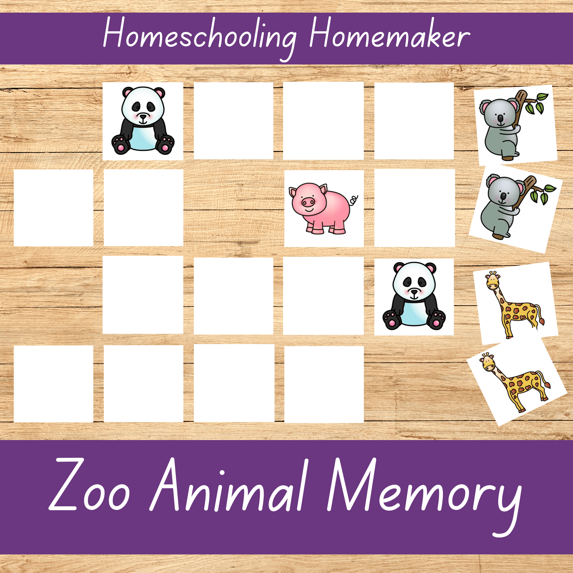 zoo animals memory game printable