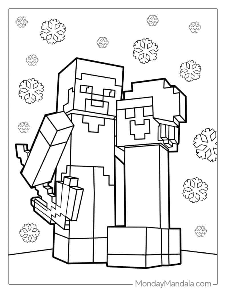 Minecraft Christmas Coloring Pages Coloring Nation