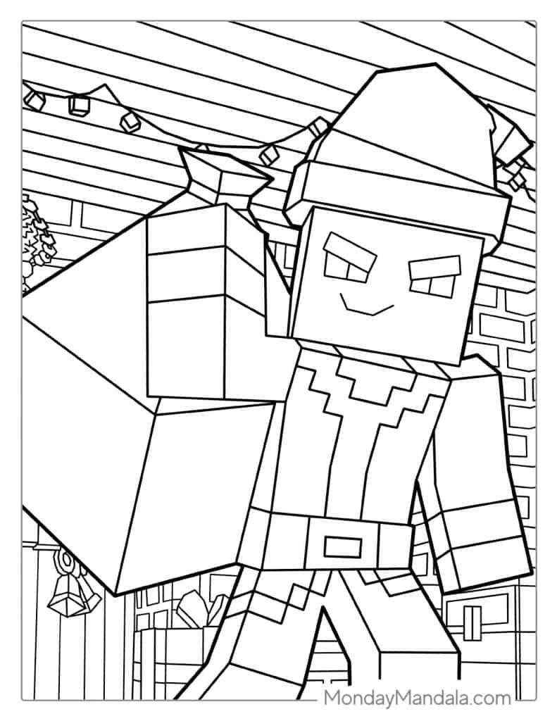printable minecraft christmas coloring pages