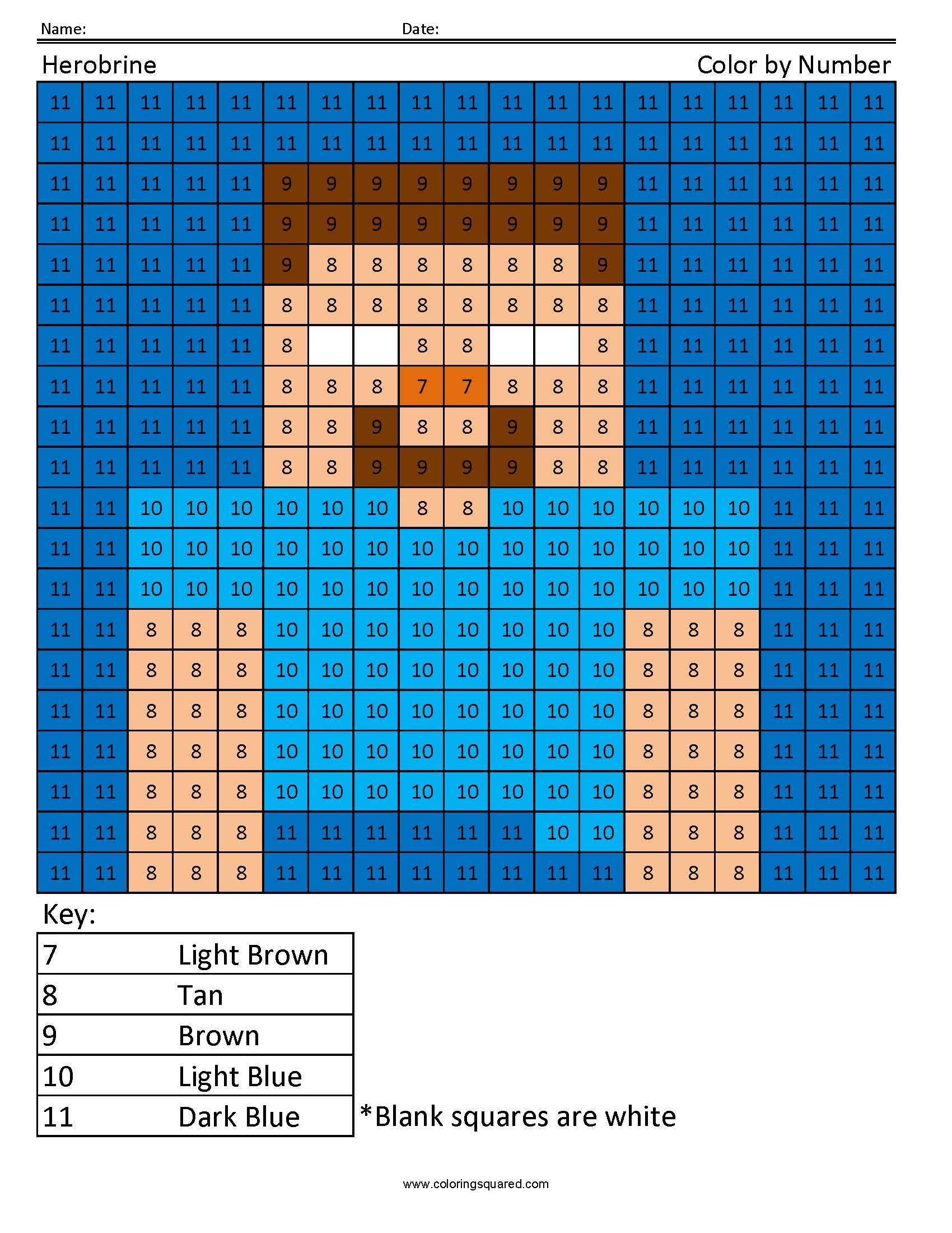 Minecraft Color By Number Printables