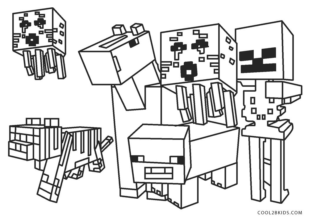 free printable minecraft mobs coloring pages