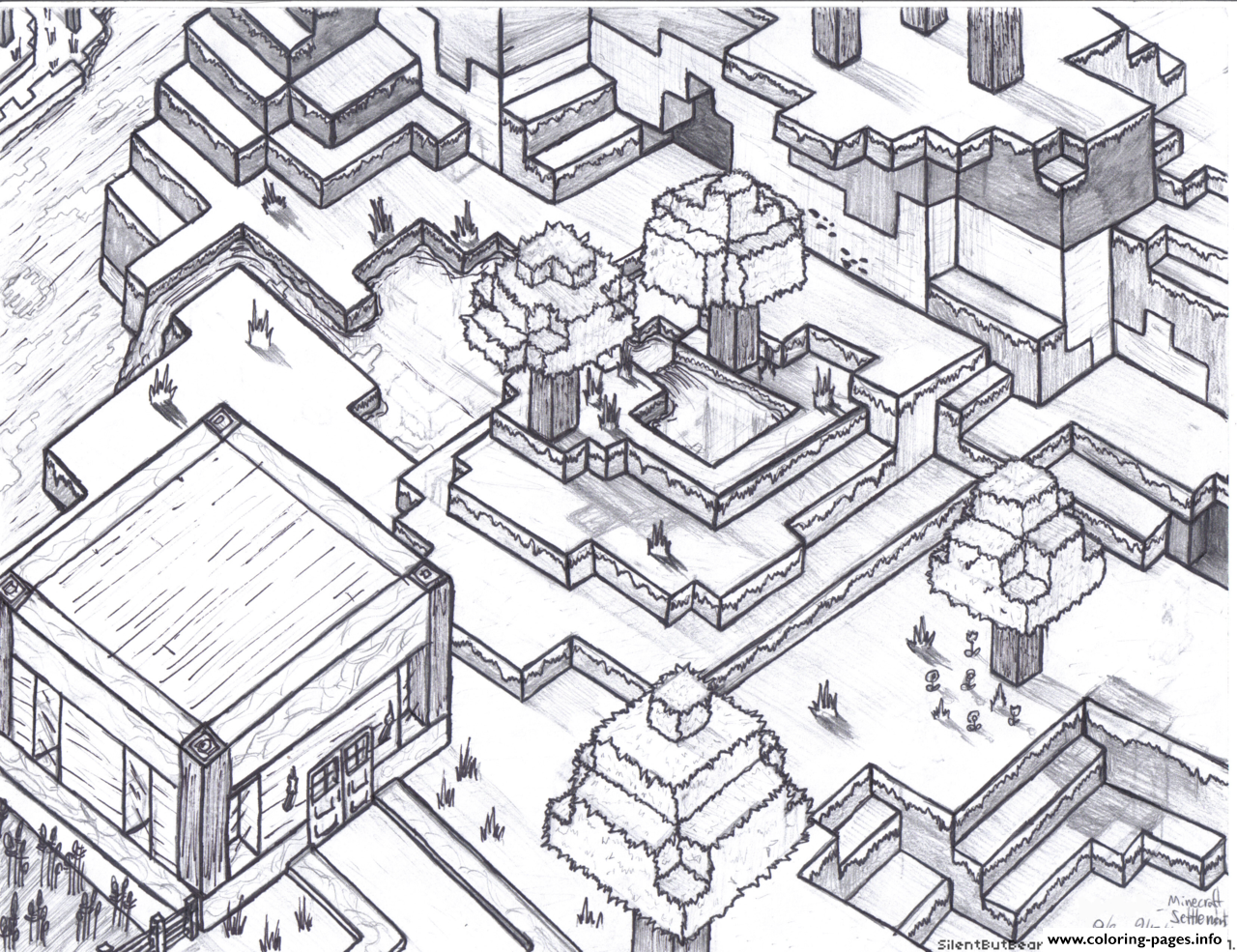 Minecraft World For Free Coloring Page Printable