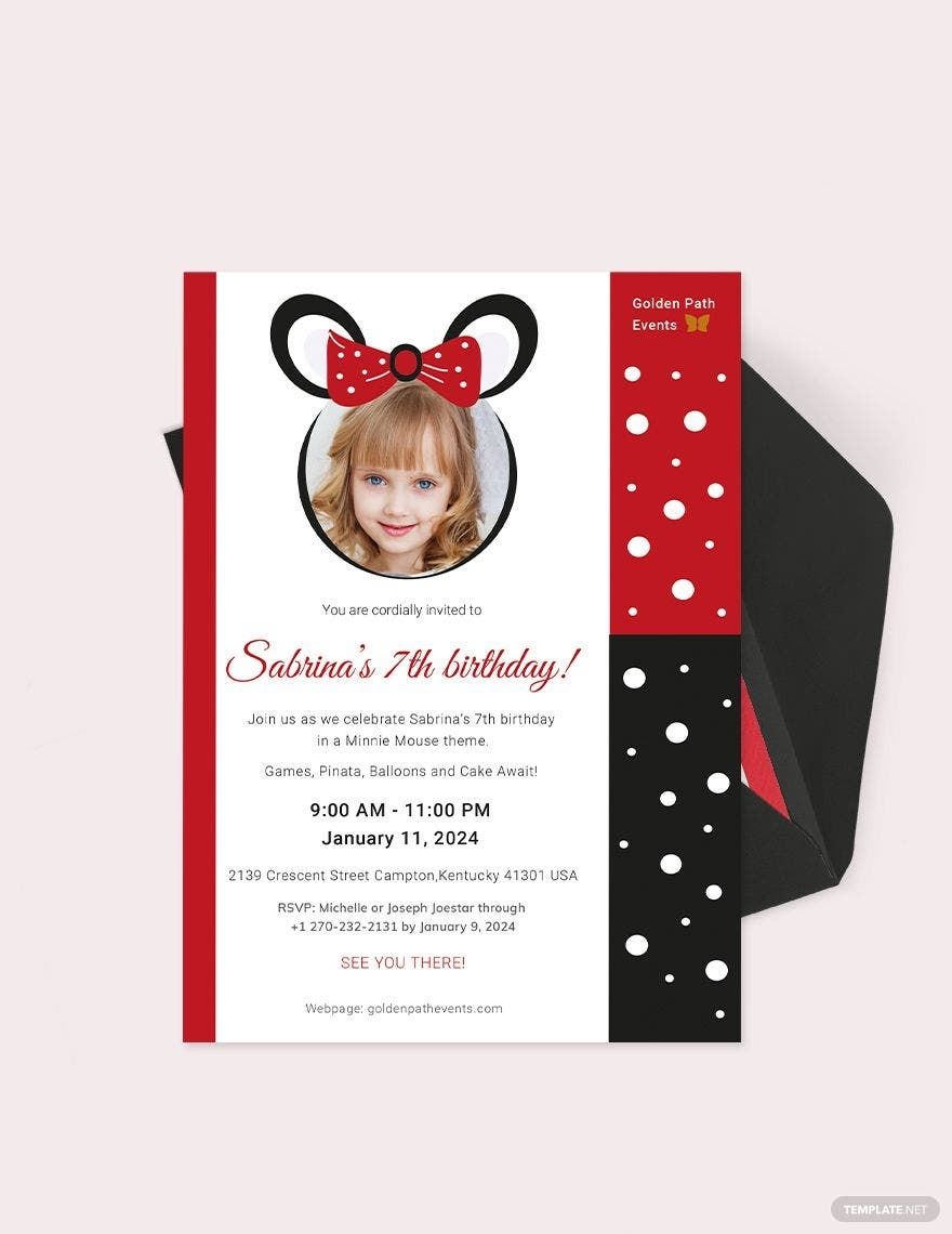 Minnie Mouse Invitation Template In Illustrator Word PSD Pages 